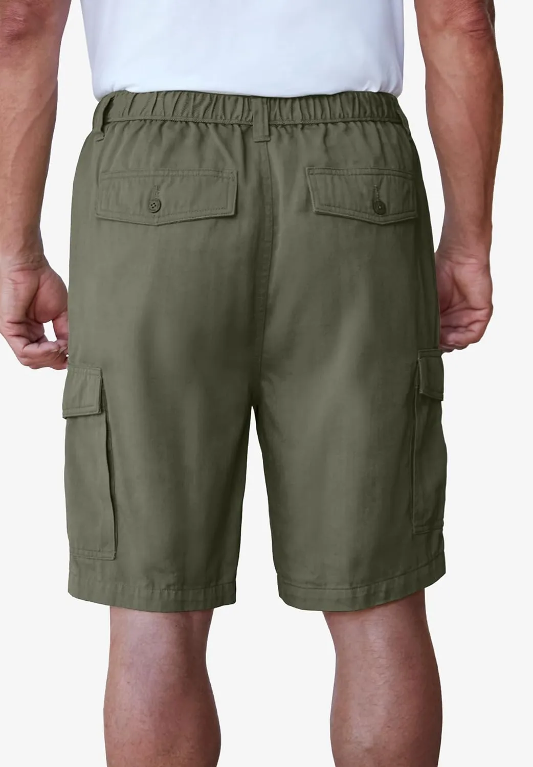 Boulder Creek by Kingsize Men's Big & Tall Renegade 9" Full Elastic Waist Cargo Shorts