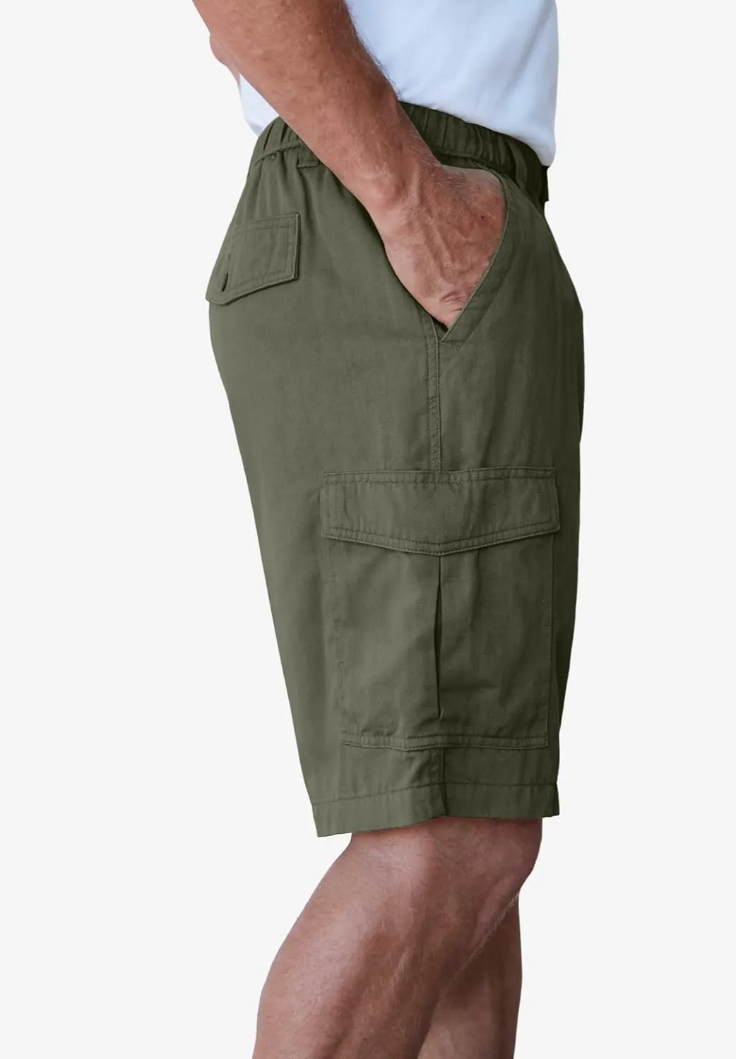 Boulder Creek by Kingsize Men's Big & Tall Renegade 9" Full Elastic Waist Cargo Shorts