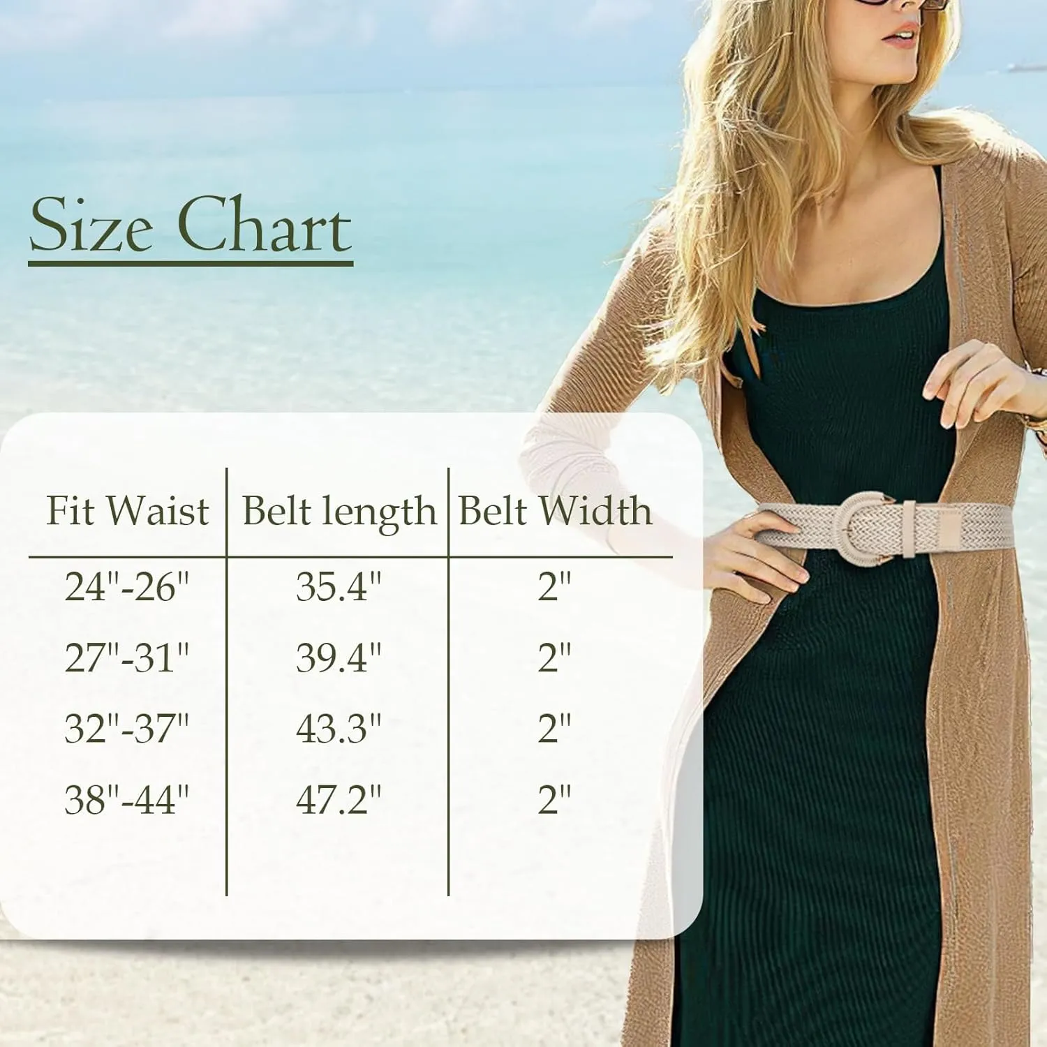 Braided Belt for Women Dress Summer Ladies Woven Wide Boho Belt for Jeans