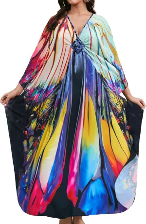 Bsubseach Kaftan Dresses for Women Long Beach Cover Ups Plus Size Swimsuit Coverup Caftan Loungewear