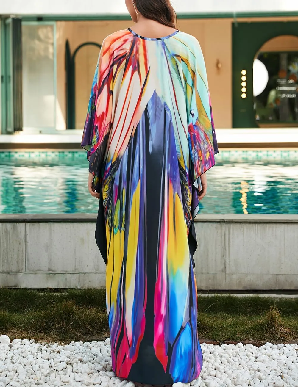 Bsubseach Kaftan Dresses for Women Long Beach Cover Ups Plus Size Swimsuit Coverup Caftan Loungewear