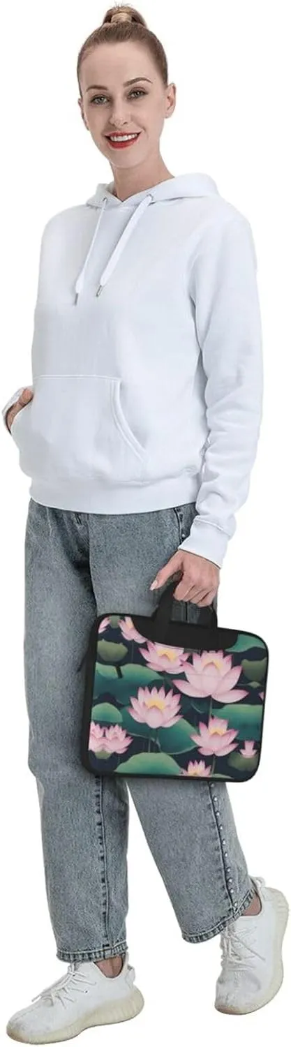 cartoon lotus pattern Fashionable and ultra-thin shoulder laptop bag Shockproof soft lining