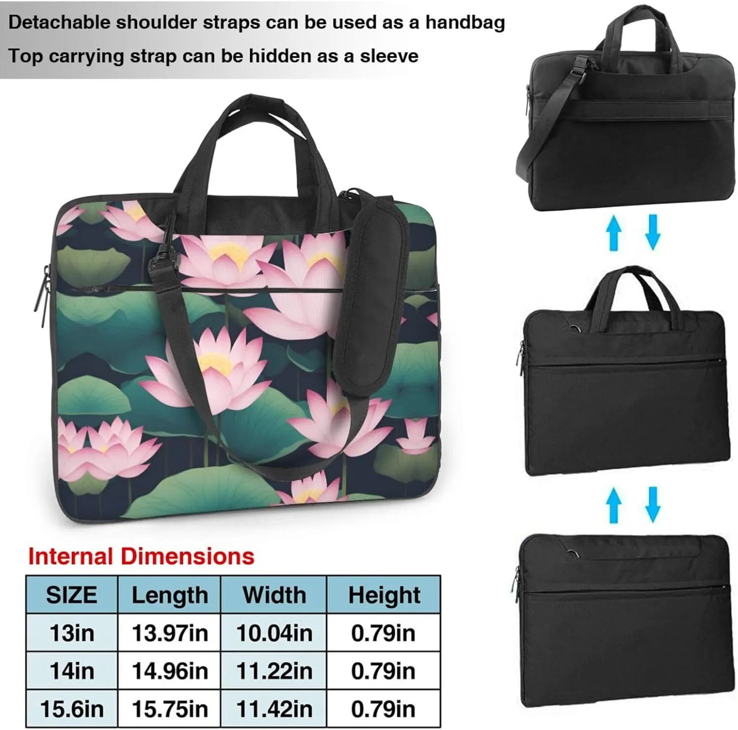 cartoon lotus pattern Fashionable and ultra-thin shoulder laptop bag Shockproof soft lining