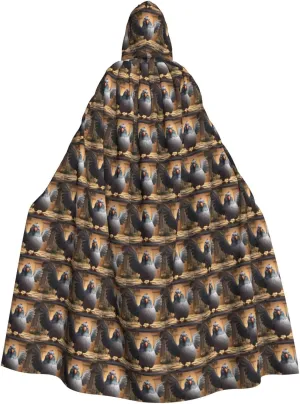 cartoon pigeon 1 print Hooded cape for adults, Oversized Hooded Cloak with Bow Tie, Adult party dress cape