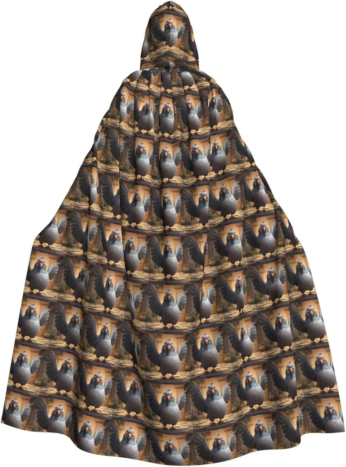 cartoon pigeon 1 print Hooded cape for adults, Oversized Hooded Cloak with Bow Tie, Adult party dress cape
