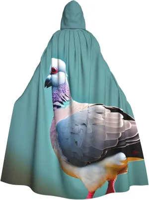 cartoon pigeon 4 print Hooded cape for adults, Oversized Hooded Cloak with Bow Tie, Adult party dress cape