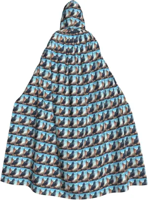 cartoon pigeon print Hooded cape for adults, Oversized Hooded Cloak with Bow Tie, Adult party dress cape
