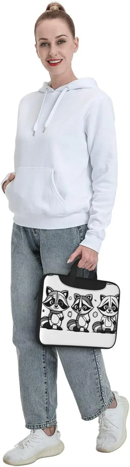 Cartoon raccoon pattern Fashionable and ultra-thin shoulder laptop bag Shockproof soft lining