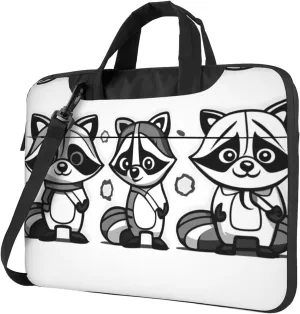 Cartoon raccoon pattern Fashionable and ultra-thin shoulder laptop bag Shockproof soft lining
