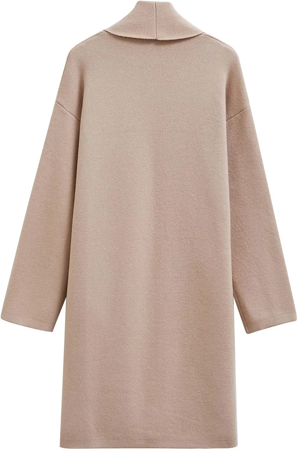 CHICWISH Women Shawl Collar Long Sleeve Cardigan Casual Open Front Knit Sweater Soft Long Coat with Pockets