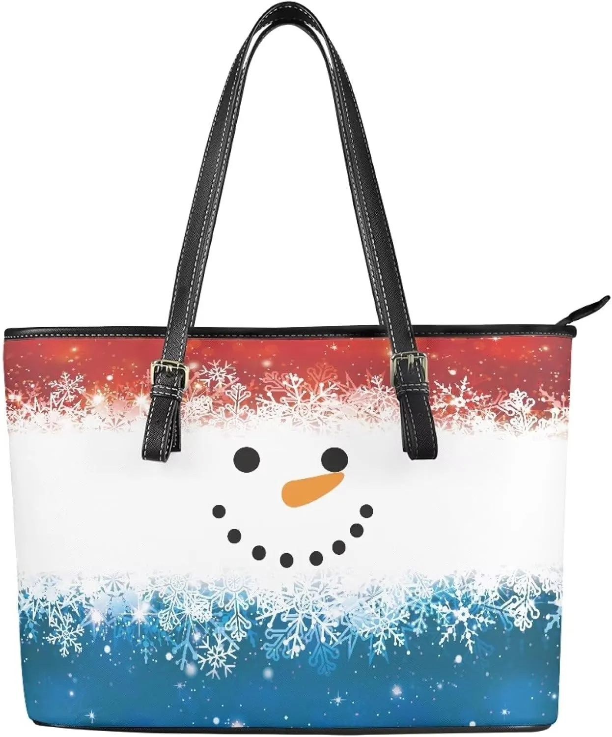 Christmas Pattern Women's Tote Shoulder Bag Ladies Fashionable Leather Handbag for School Work Travel Use