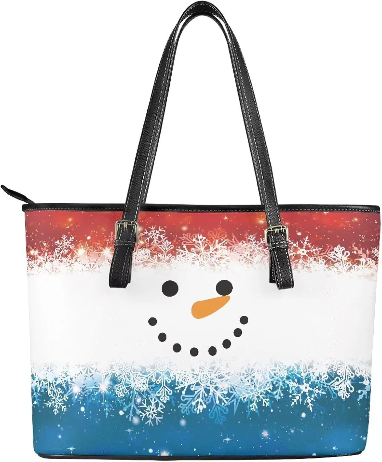 Christmas Pattern Women's Tote Shoulder Bag Ladies Fashionable Leather Handbag for School Work Travel Use