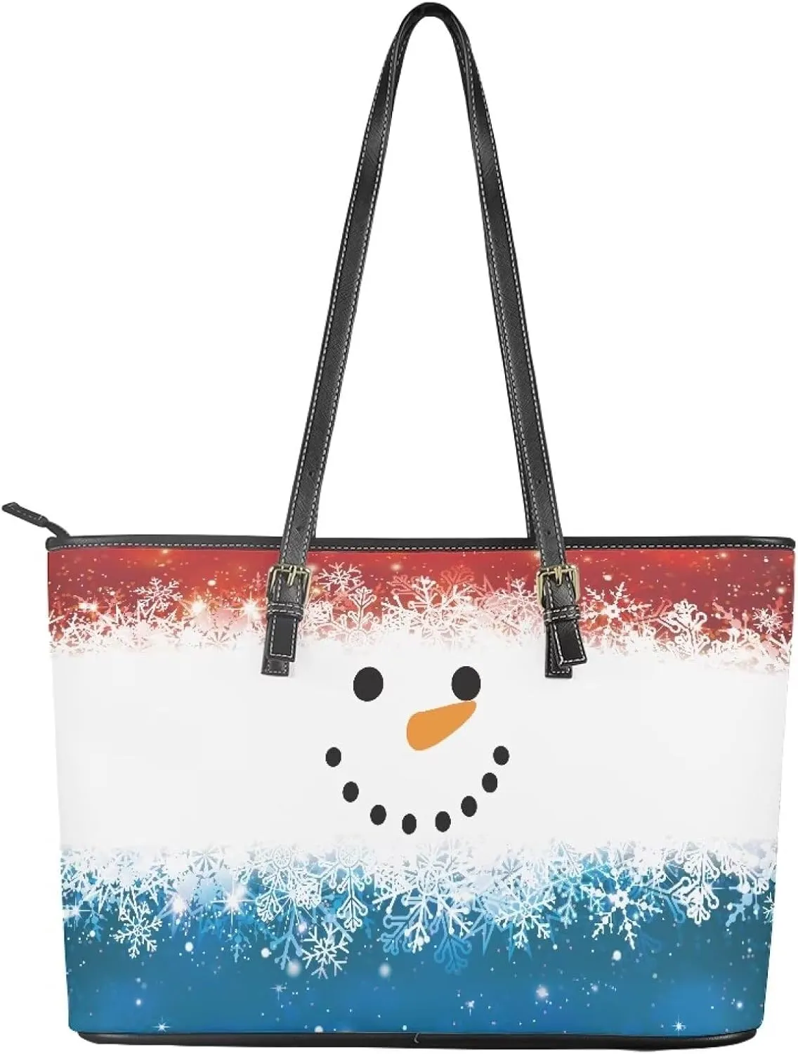 Christmas Pattern Women's Tote Shoulder Bag Ladies Fashionable Leather Handbag for School Work Travel Use
