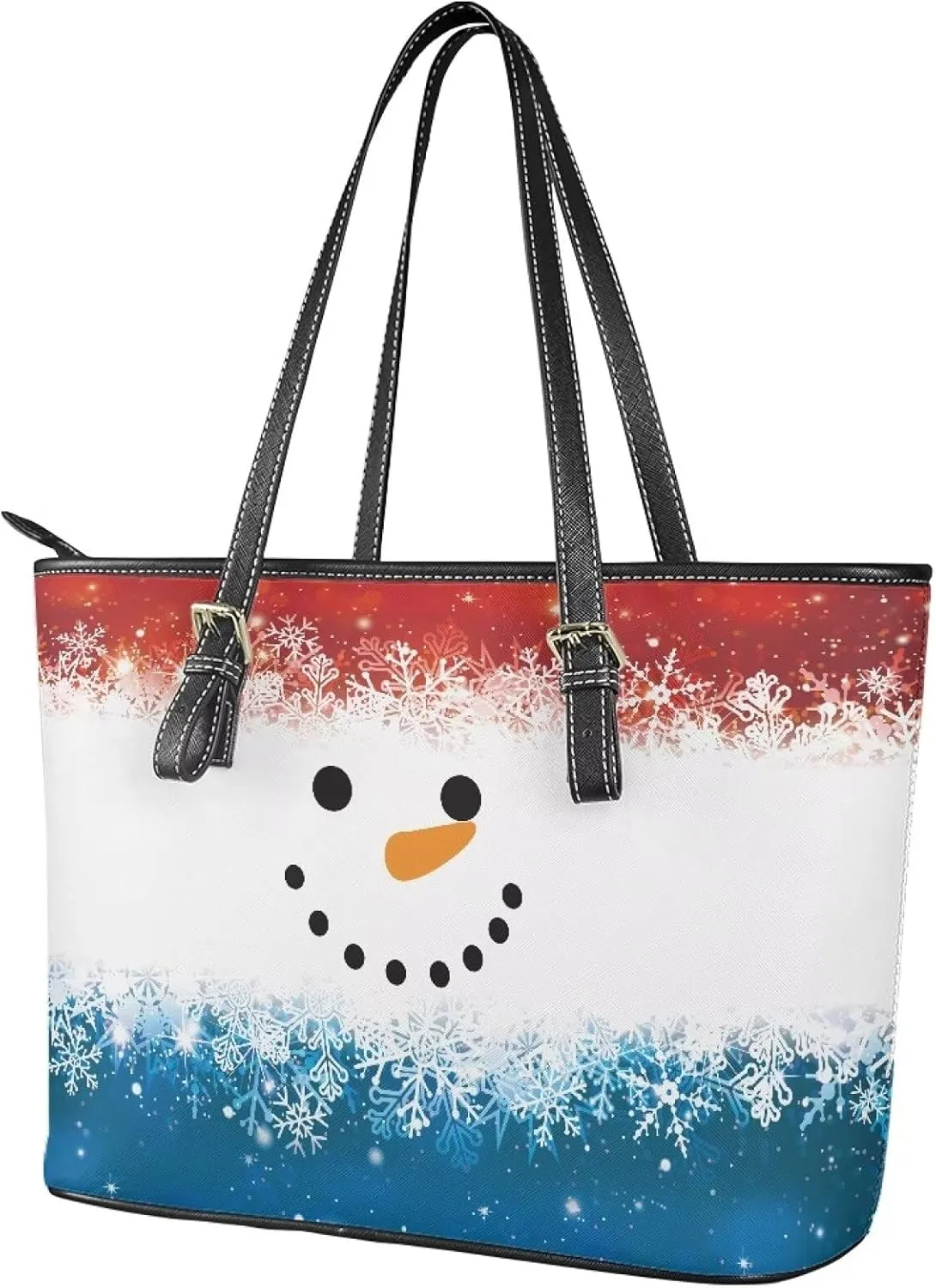 Christmas Pattern Women's Tote Shoulder Bag Ladies Fashionable Leather Handbag for School Work Travel Use