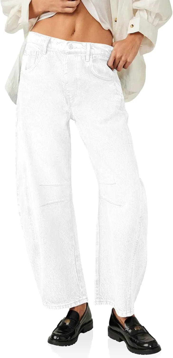 Cicy Bell Womens Baggy Barrel Jeans Boyfriend Wide Leg Mid Rise Balloon Denim Ankle Pants