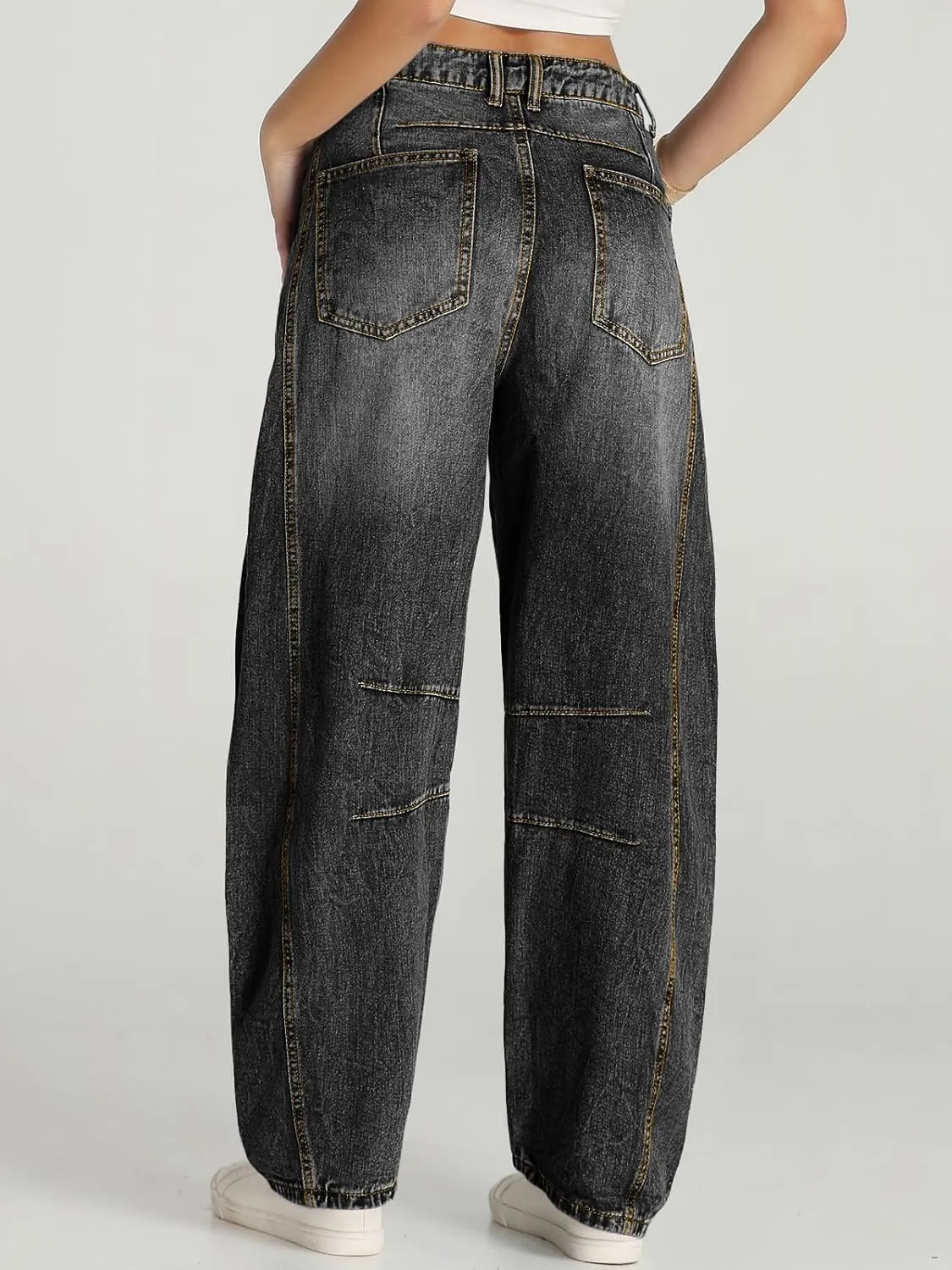 Cicy Bell Womens Baggy Barrel Jeans Boyfriend Wide Leg Mid Rise Balloon Denim Ankle Pants