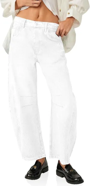 Cicy Bell Womens Baggy Barrel Jeans Boyfriend Wide Leg Mid Rise Balloon Denim Ankle Pants