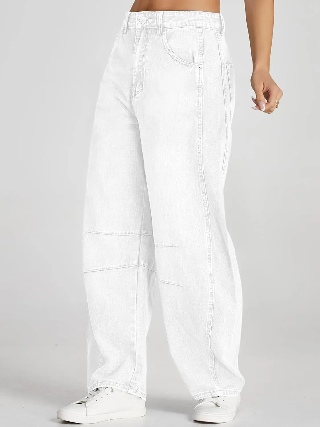 Cicy Bell Womens Baggy Barrel Jeans Boyfriend Wide Leg Mid Rise Balloon Denim Ankle Pants