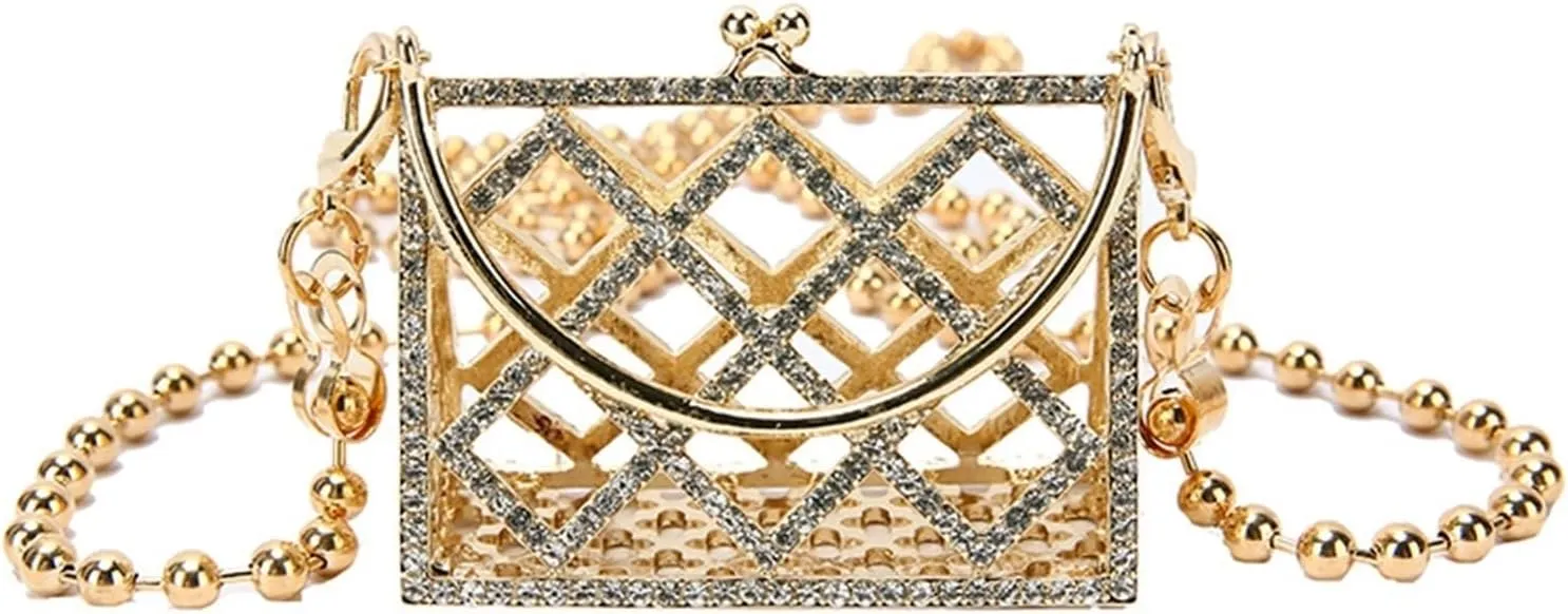 Clutch Purses for Women Fashionable Diamond Shoulder Bag Set for Women Hollowed Out Crossbody Satchel