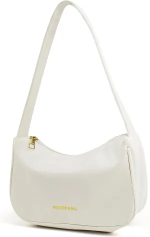 Clutch Tote Handbag, Soft PU Leather Shoulder Bag for Women, Fashionable Womens Purse (white)