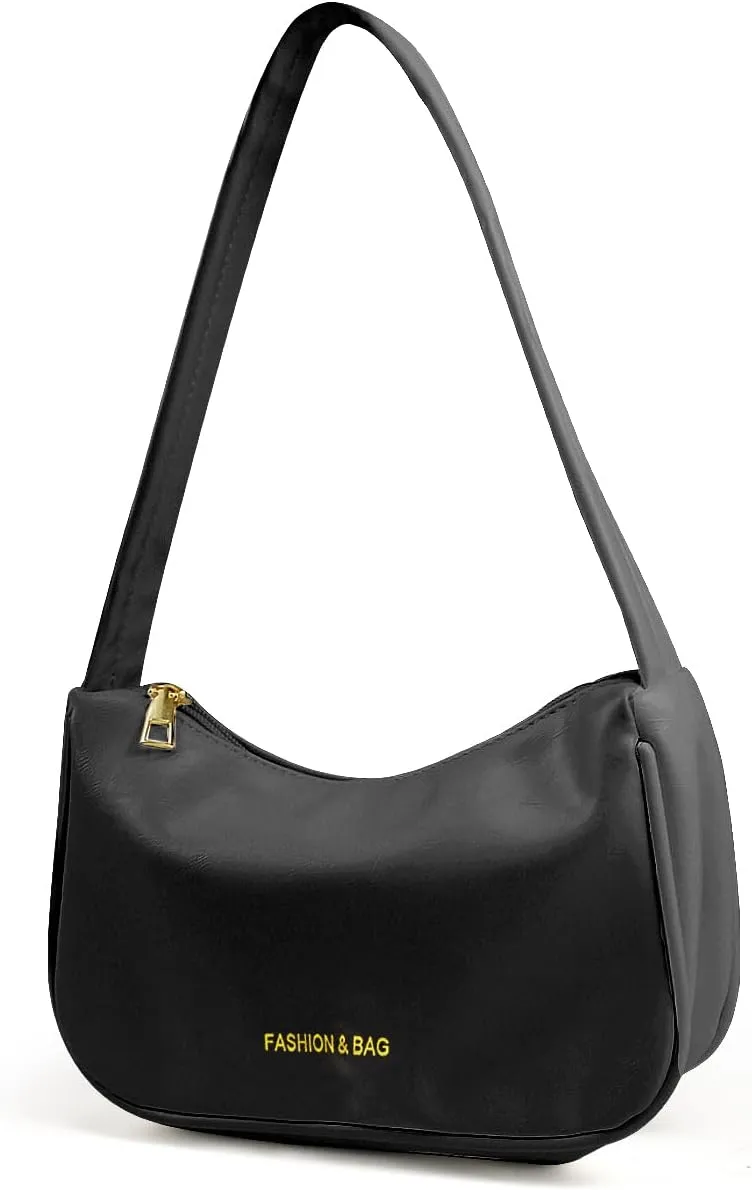Clutch Tote Handbag, Soft PU Leather Shoulder Bag for Women, Fashionable Women's Shoulder Purse (Black)
