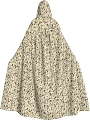 Coffee and Sweets Sugar print Hooded cape for adults, Oversized Hooded Cloak with Bow Tie, Adult party dress cape