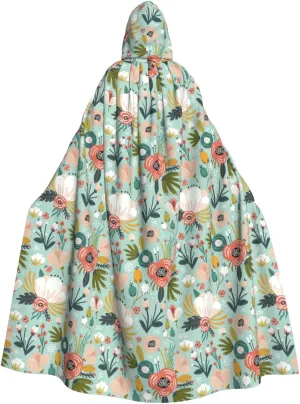 Colorful Flora print Hooded cape for adults, Oversized Hooded Cloak with Bow Tie, Adult party dress cape