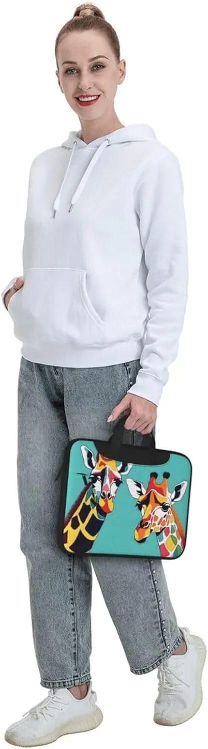 Colorful Giraffe Fans Lovers pattern Fashionable and ultra-thin shoulder laptop bag Shockproof soft lining