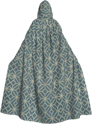 coral coloured patterns print Hooded cape for adults, Oversized Hooded Cloak with Bow Tie, Adult party dress cape