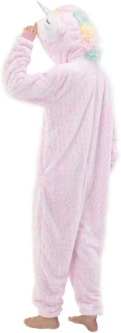 COSUSKET Unicorn Oneise for Women, Sherpa Animal Costume One Piece Pajamas Halloween Cosplay