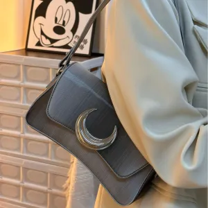 Crescent shaped shoulder bag, underarm fashionable wallet, vegan leather handbag, adjustable shoulder strap for women