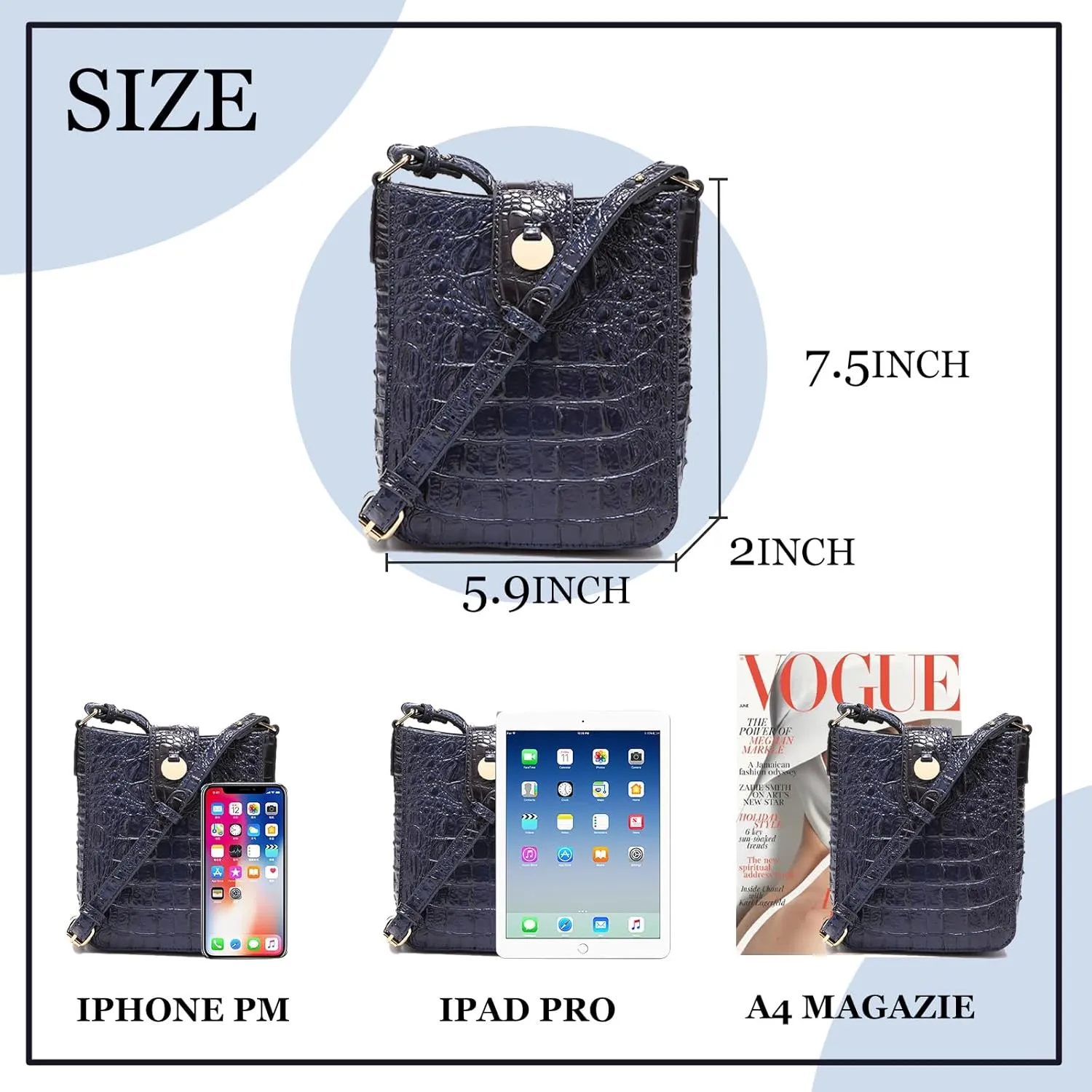 Crocodile Embossed Small Crossbody Bag Fashionable Magnetic Buckle Decoration Shoulder Women's Luxury Wallet