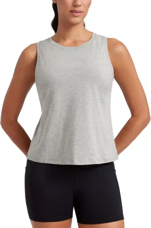 CRZ YOGA Pima Cotton High Neck Cropped Tank Tops for Women Crop Athletic Gym Workout Sleeveless Shirts