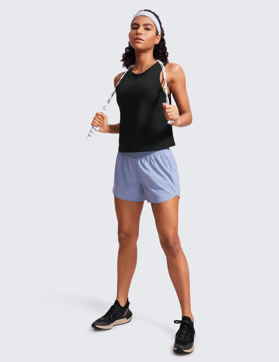 CRZ YOGA Pima Cotton High Neck Cropped Tank Tops for Women Crop Athletic Gym Workout Sleeveless Shirts
