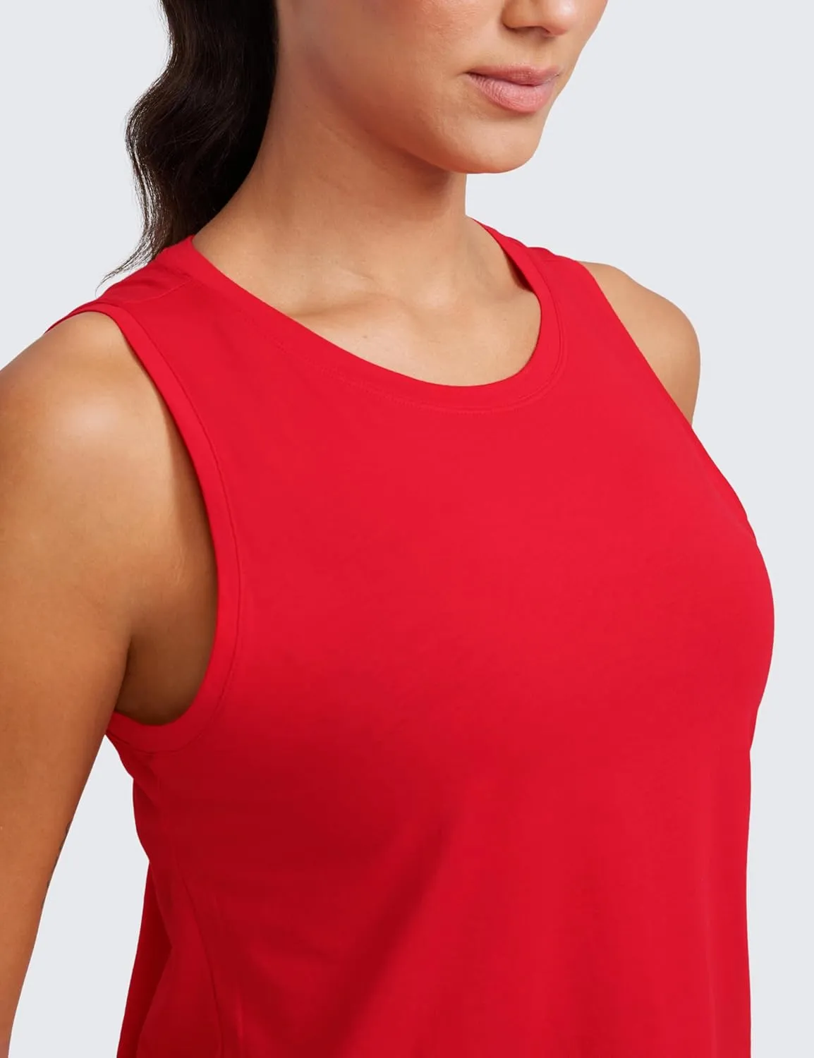 CRZ YOGA Pima Cotton High Neck Cropped Tank Tops for Women Crop Athletic Gym Workout Sleeveless Shirts