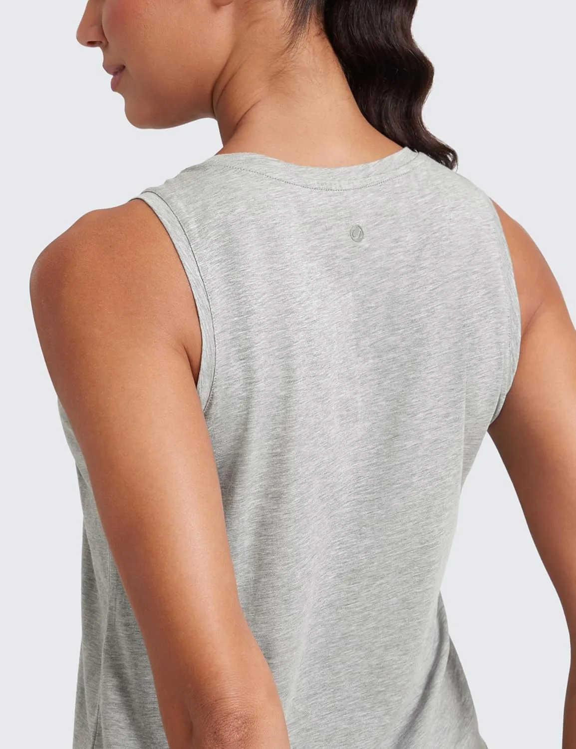 CRZ YOGA Pima Cotton High Neck Cropped Tank Tops for Women Crop Athletic Gym Workout Sleeveless Shirts