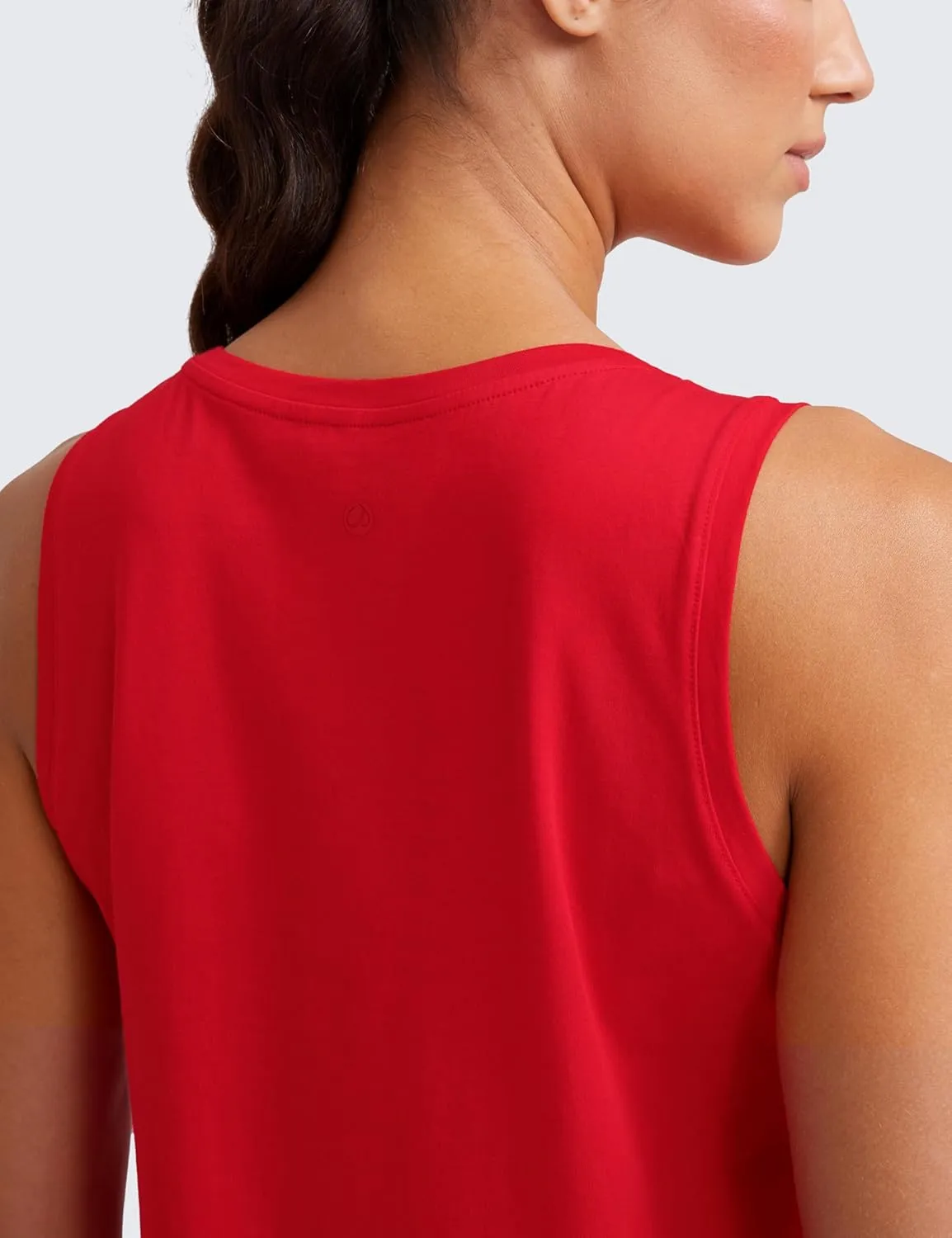 CRZ YOGA Pima Cotton High Neck Cropped Tank Tops for Women Crop Athletic Gym Workout Sleeveless Shirts