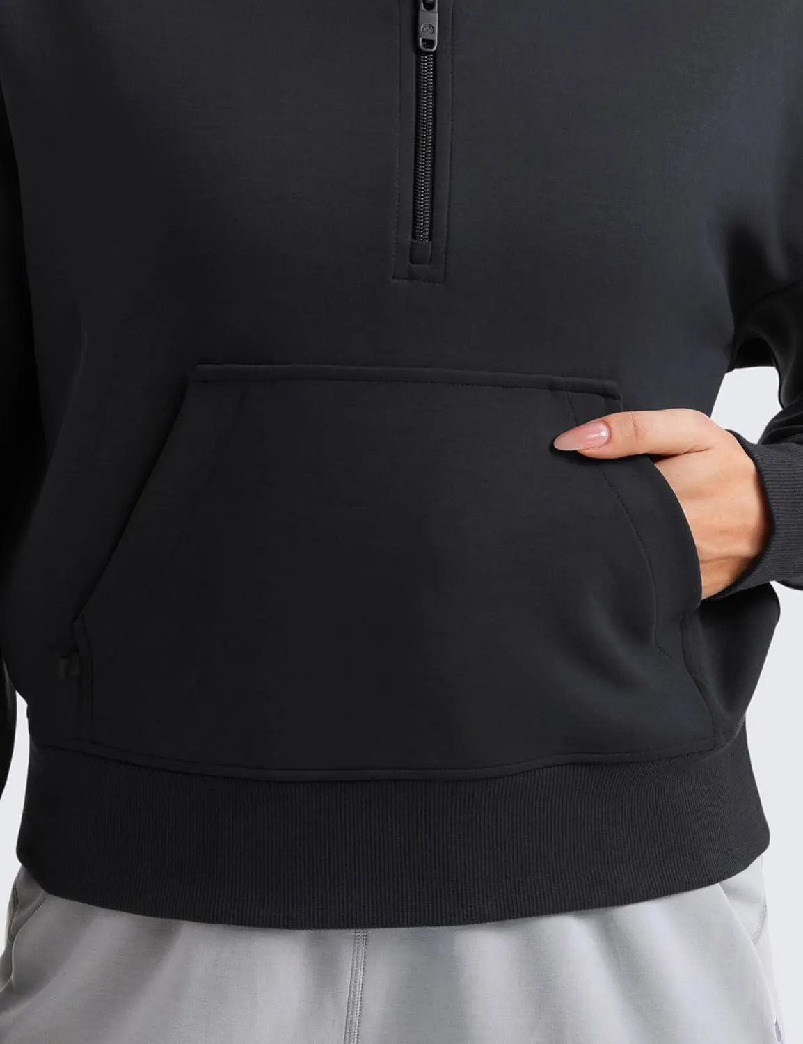 CRZ YOGA SoftAura Half Zip Sweatshirt for Women Long Sleeve Pullover Workout Casual Funnel Neck Tops with Pocket