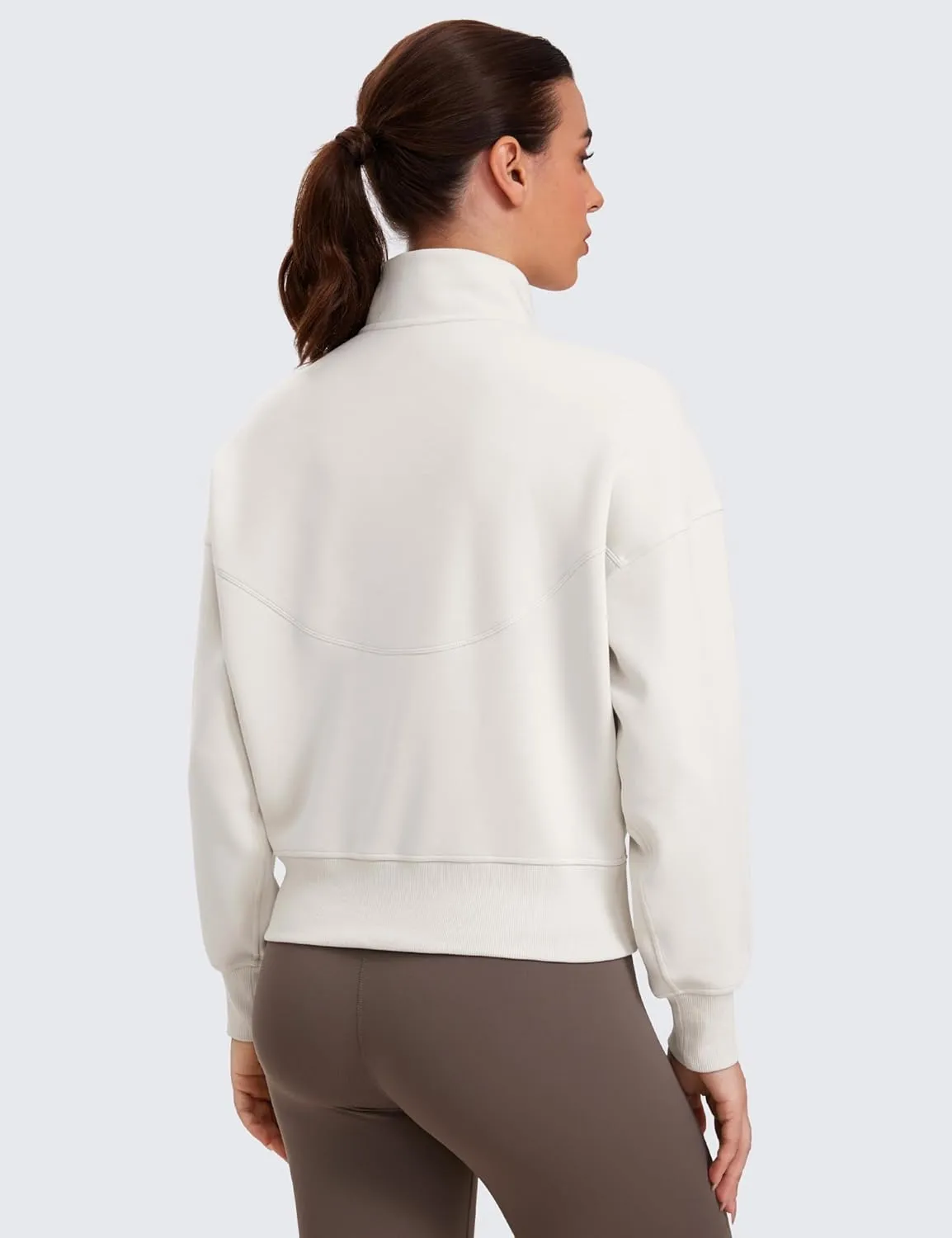 CRZ YOGA SoftAura Half Zip Sweatshirt for Women Long Sleeve Pullover Workout Casual Funnel Neck Tops with Pocket