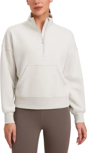CRZ YOGA SoftAura Half Zip Sweatshirt for Women Long Sleeve Pullover Workout Casual Funnel Neck Tops with Pocket
