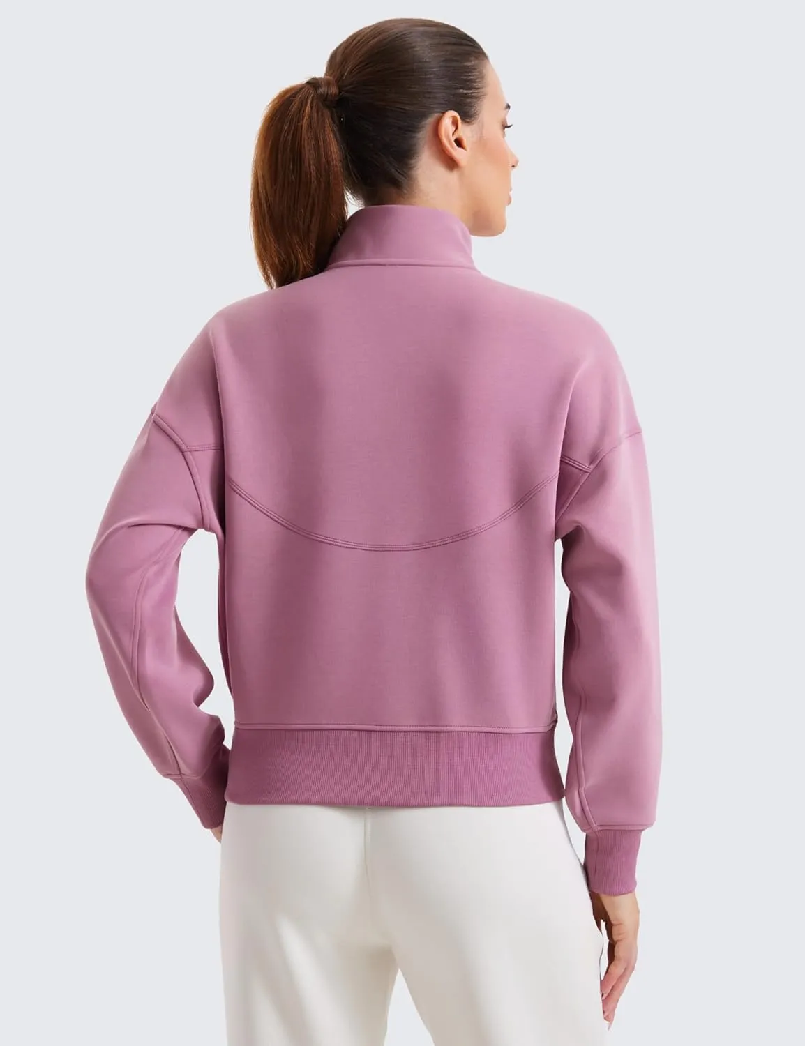 CRZ YOGA SoftAura Half Zip Sweatshirt for Women Long Sleeve Pullover Workout Casual Funnel Neck Tops with Pocket