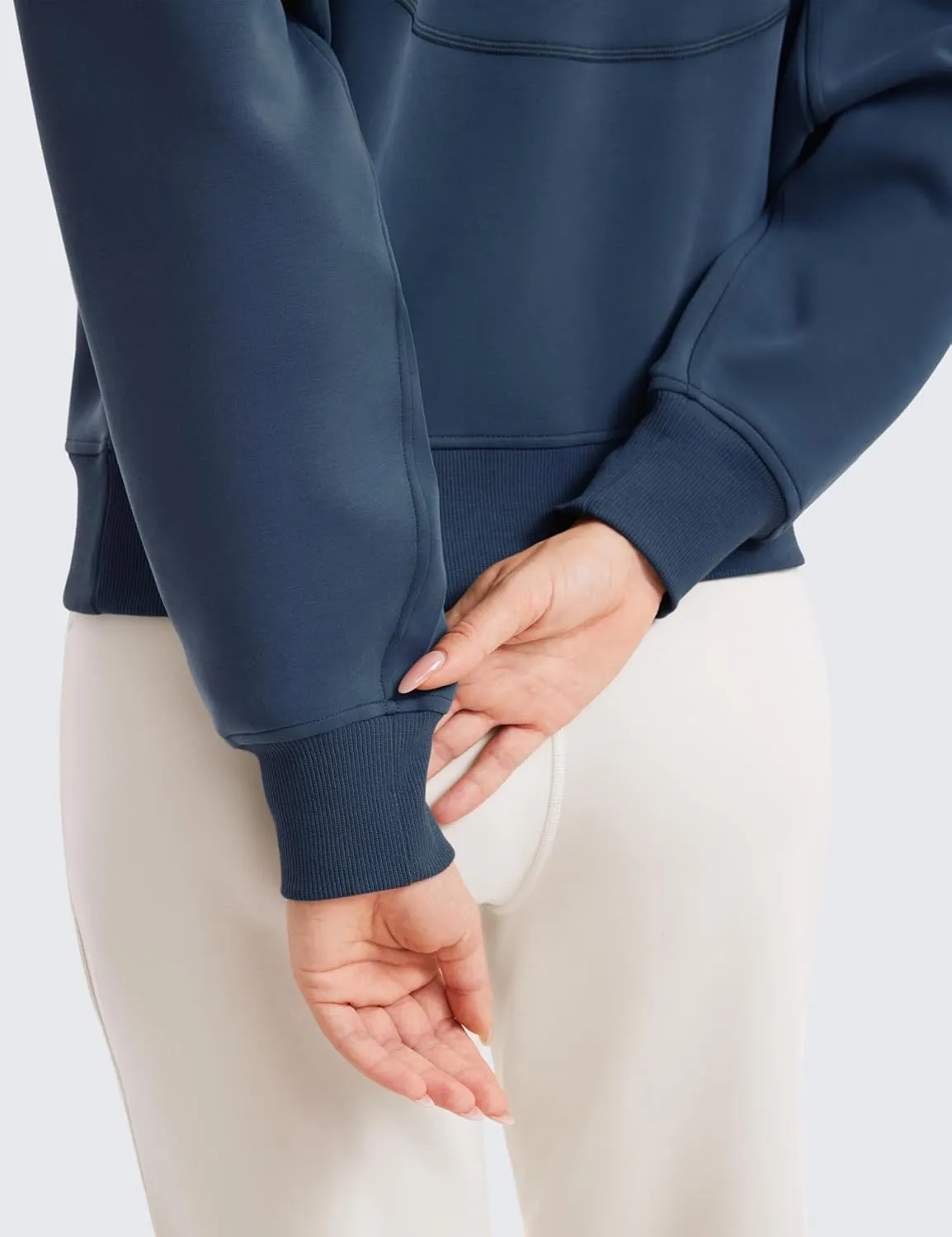 CRZ YOGA SoftAura Half Zip Sweatshirt for Women Long Sleeve Pullover Workout Casual Funnel Neck Tops with Pocket