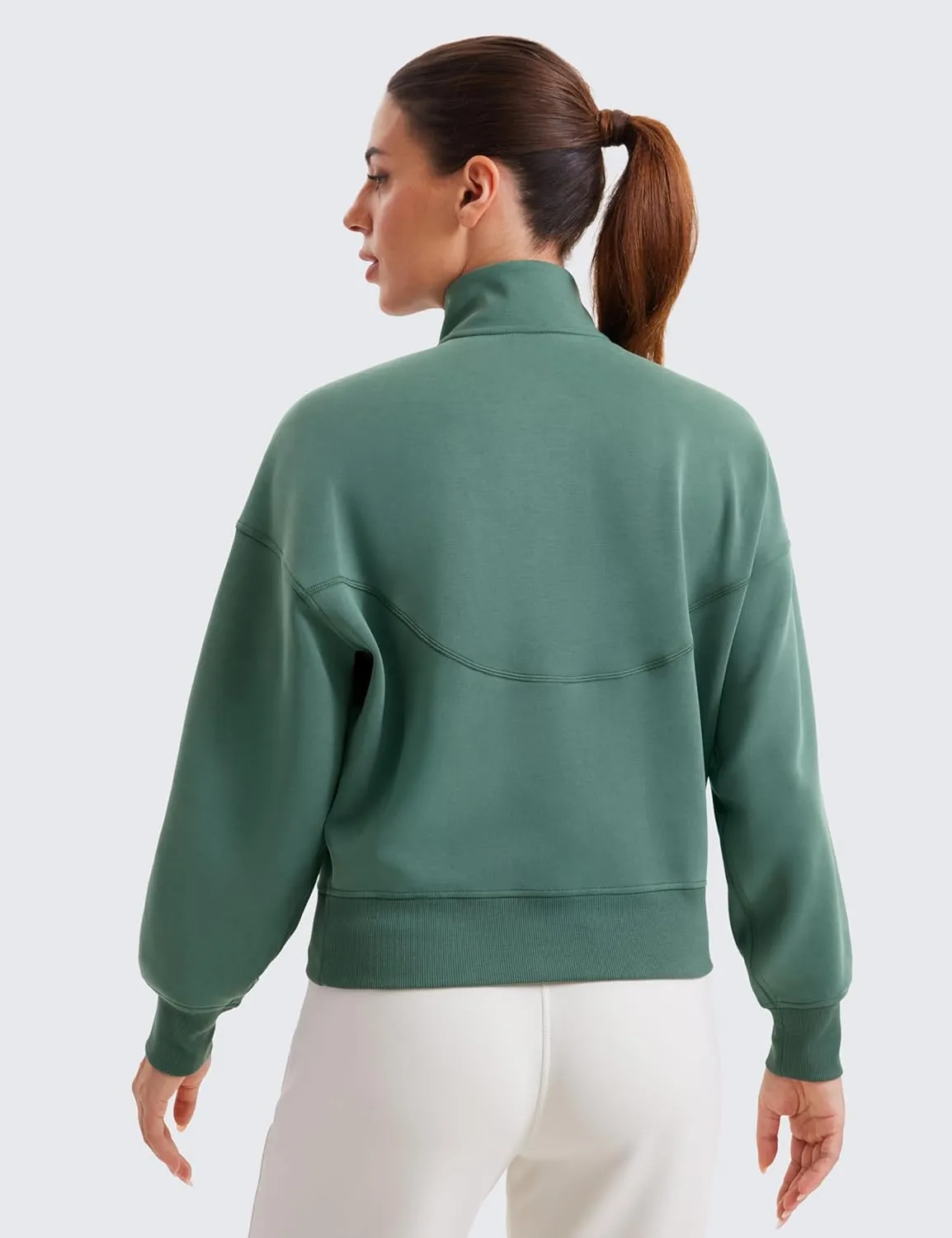 CRZ YOGA SoftAura Half Zip Sweatshirt for Women Long Sleeve Pullover Workout Casual Funnel Neck Tops with Pocket