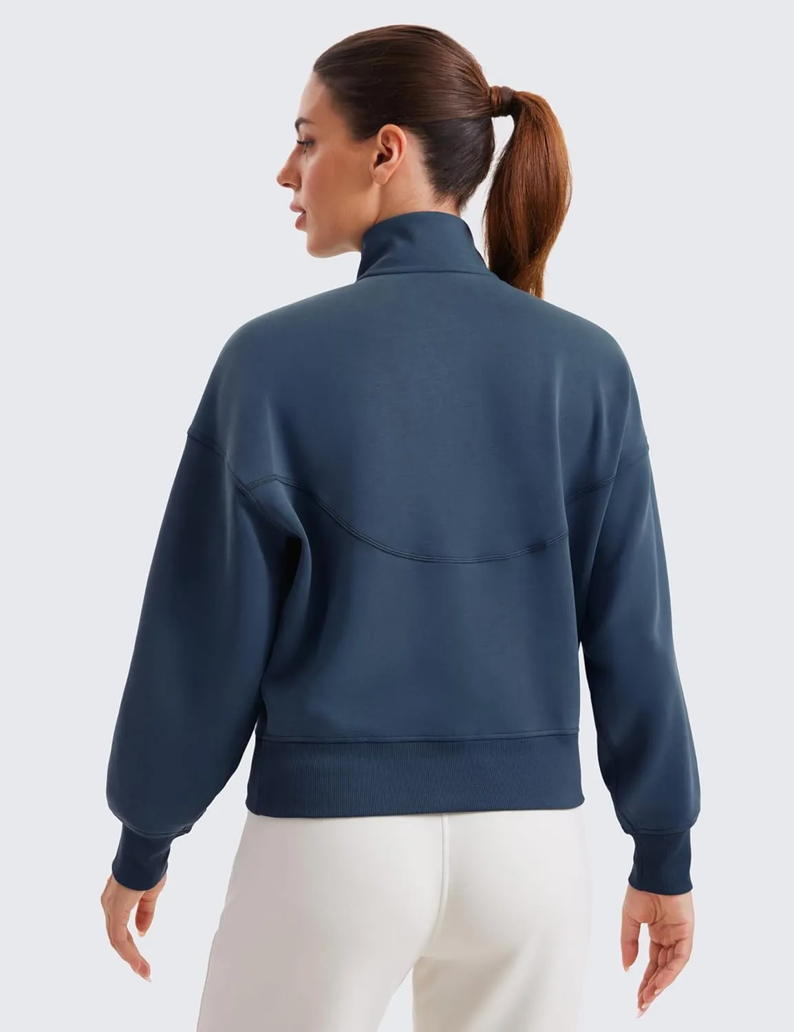 CRZ YOGA SoftAura Half Zip Sweatshirt for Women Long Sleeve Pullover Workout Casual Funnel Neck Tops with Pocket