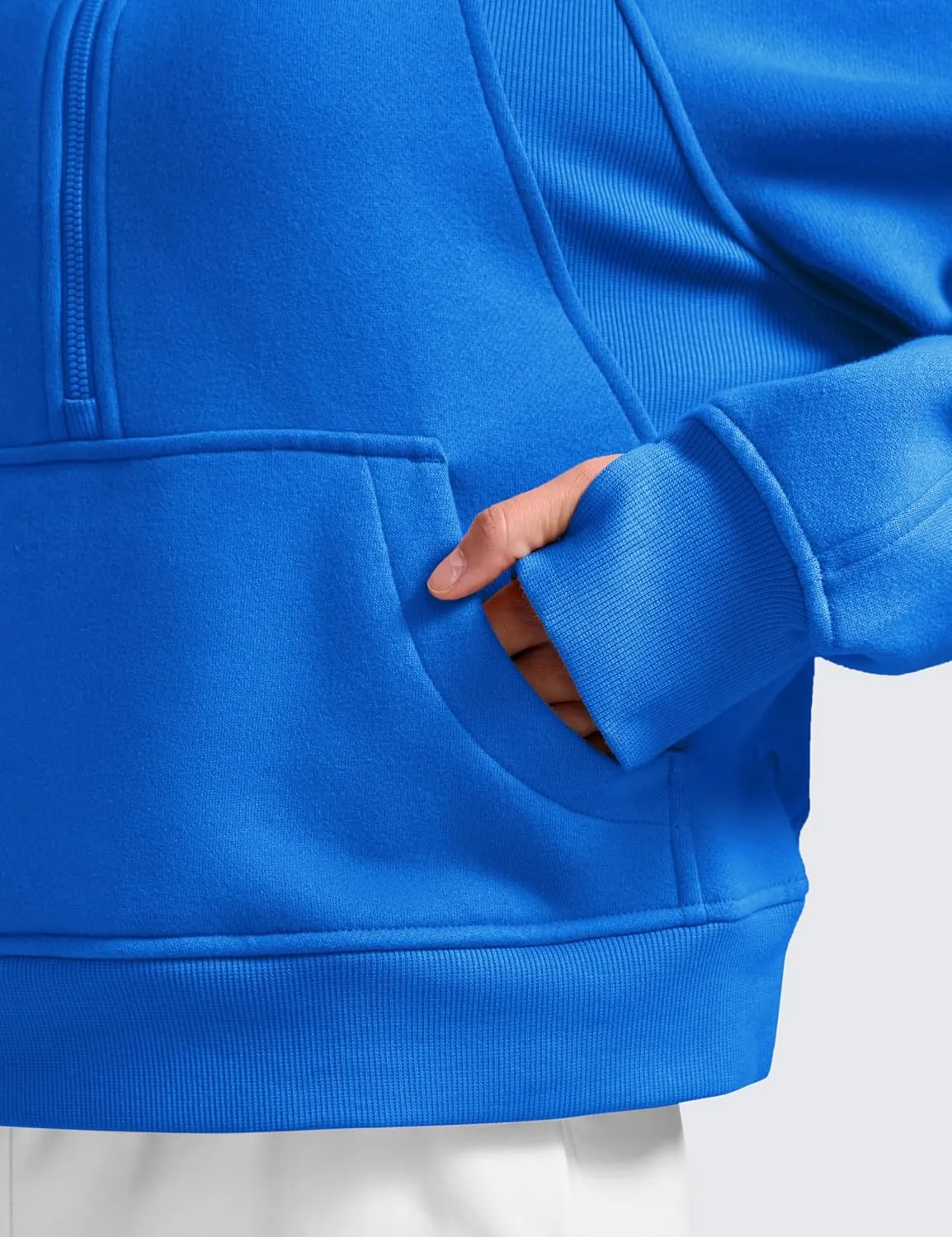CRZ YOGA Womens Fleece Lined Half Zip Hoodies Pullover Oversized Long Sleeve Casual Workout Sweatshirts with Thumb Holes