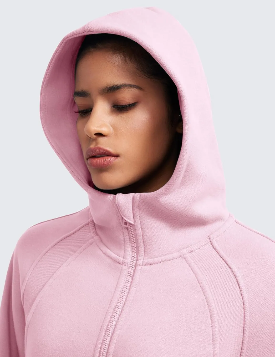 CRZ YOGA Womens Fleece Lined Half Zip Hoodies Pullover Oversized Long Sleeve Casual Workout Sweatshirts with Thumb Holes