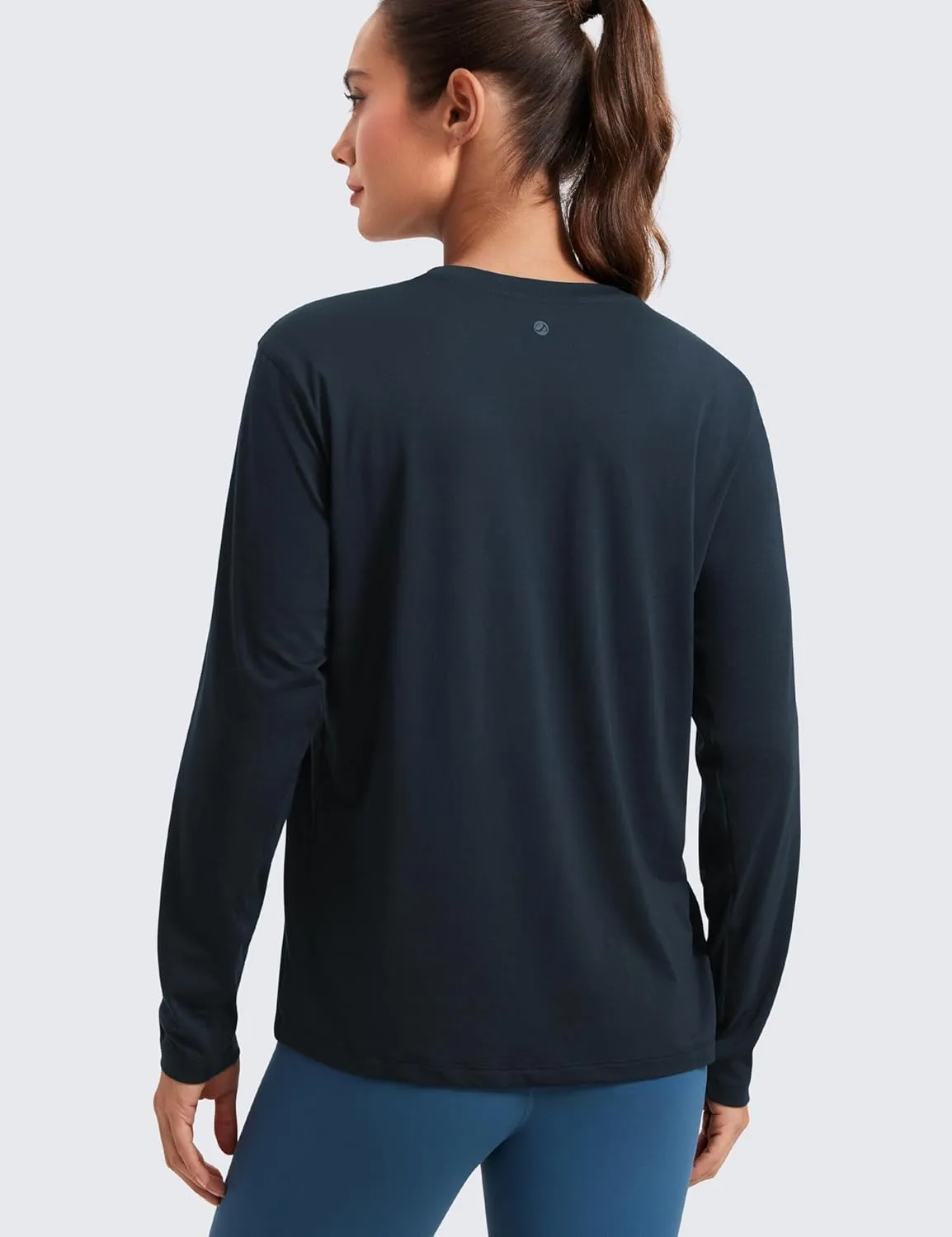 CRZ YOGA Womens Long Sleeve Tops High Crew Neck Casual Fall Shirts Basic Quick Dry Workout Athletic T-Shirt