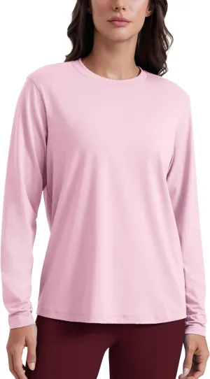 CRZ YOGA Womens Long Sleeve Tops High Crew Neck Casual Fall Shirts Basic Quick Dry Workout Athletic T-Shirt
