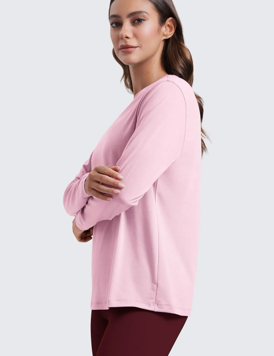 CRZ YOGA Womens Long Sleeve Tops High Crew Neck Casual Fall Shirts Basic Quick Dry Workout Athletic T-Shirt