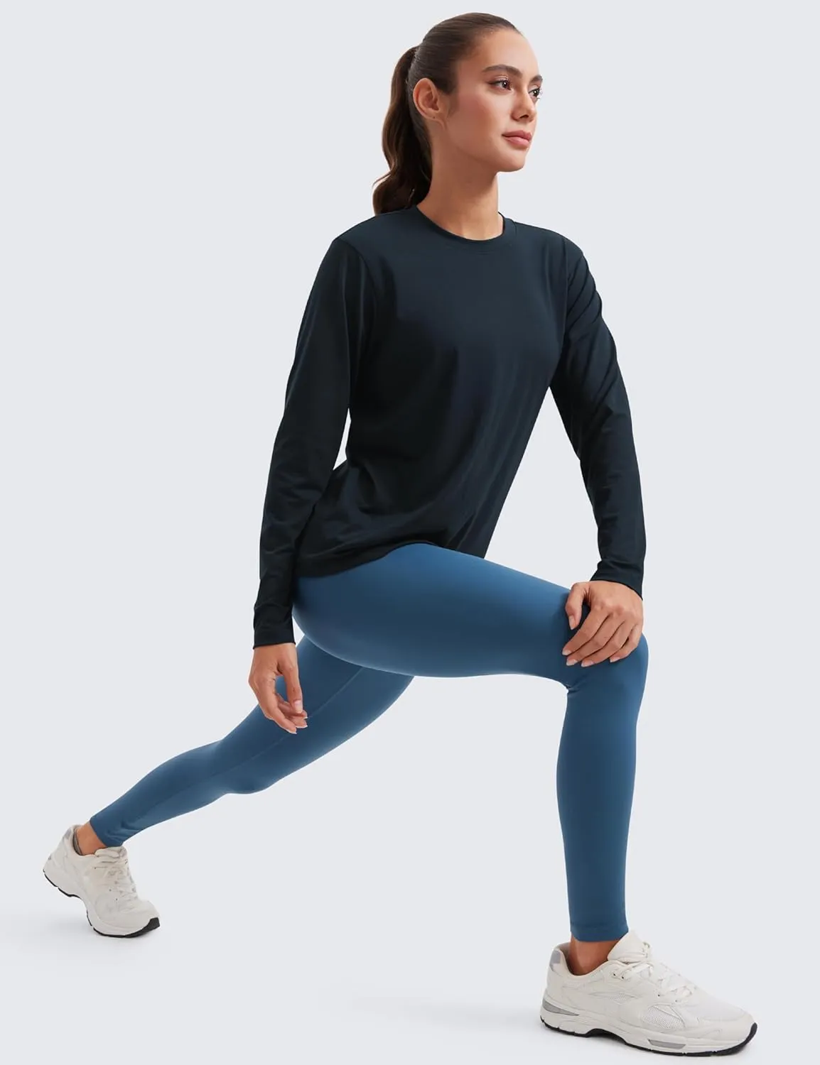 CRZ YOGA Womens Long Sleeve Tops High Crew Neck Casual Fall Shirts Basic Quick Dry Workout Athletic T-Shirt